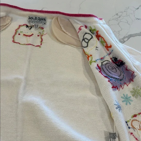 Vintage White Short Sleeve Cardigan Sweater Colorful Insects π π π¦ π π·οΈ π» - Picture 7 of 16